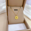 Titanium Steel Round Bead Sixpetal Flower Normcore Style Furnace Real Gold Electroplated Unisex Necklace