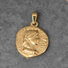 Titanium Steel Round Coin Pendant Necklace With Wheat Ear Pattern And Portrait Design Electroplated Gold Color Geometric Jewelry