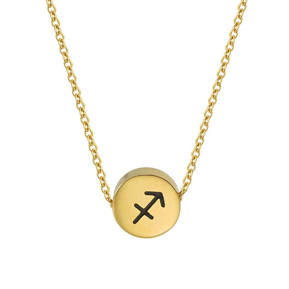 316L Stainless Steel Round Constellation Symbol Pendant Necklace For Women