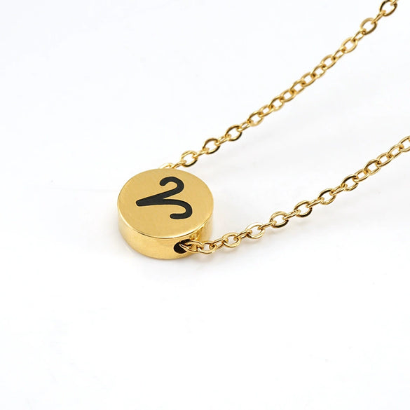 316L Stainless Steel Round Constellation Symbol Pendant Necklace For Women