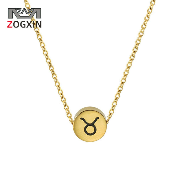 316L Stainless Steel Round Constellation Symbol Pendant Necklace For Women