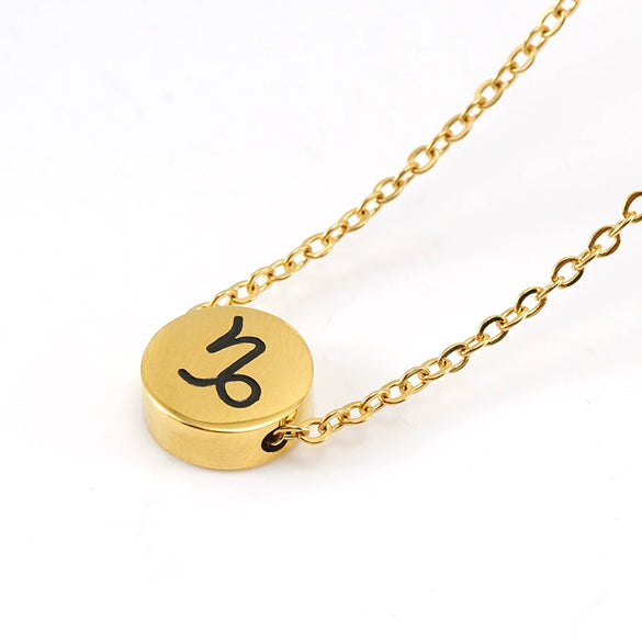 316L Stainless Steel Round Constellation Symbol Pendant Necklace For Women