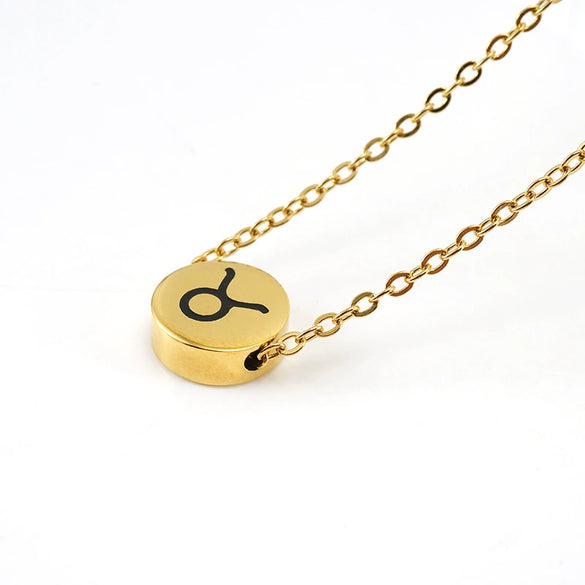 316L Stainless Steel Round Constellation Symbol Pendant Necklace For Women