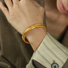 316L Stainless Steel Round Elastic Ring Bracelet With Retro Striped And Dragon Scale Pattern Electroplated For Women Fashionable And Trendy