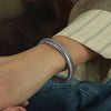 316L Stainless Steel Round Elastic Ring Bracelet With Retro Striped And Dragon Scale Pattern Electroplated For Women Fashionable And Trendy
