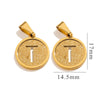 Titanium Steel Round Letter Pendant Jewelry With Sand Pressure And Electroplating Design