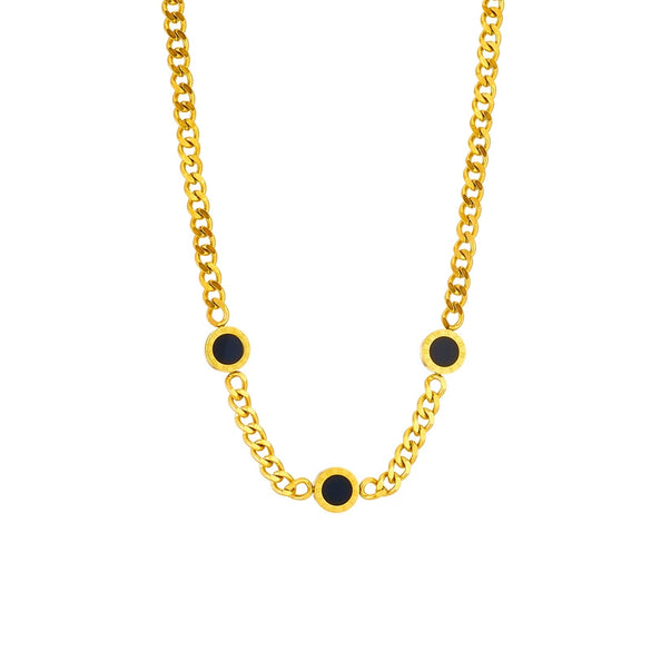 Titanium Steel Round Plate Chain Necklace Simple Punk Retro Hiphop Style With Electroplating For Women