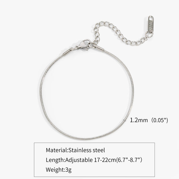 Titanium Steel Round Snake Bone Chain Electroplated Adjustable Hand Jewelry Geometric Style Bracelet For Women And Unisex