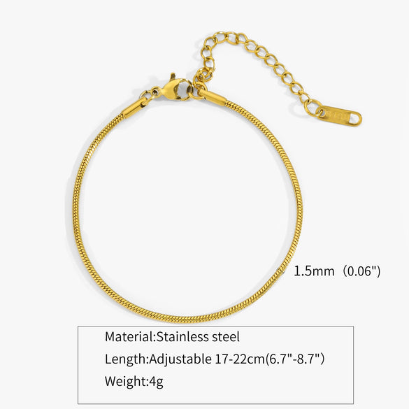 Titanium Steel Round Snake Bone Chain Electroplated Adjustable Hand Jewelry Geometric Style Bracelet For Women And Unisex