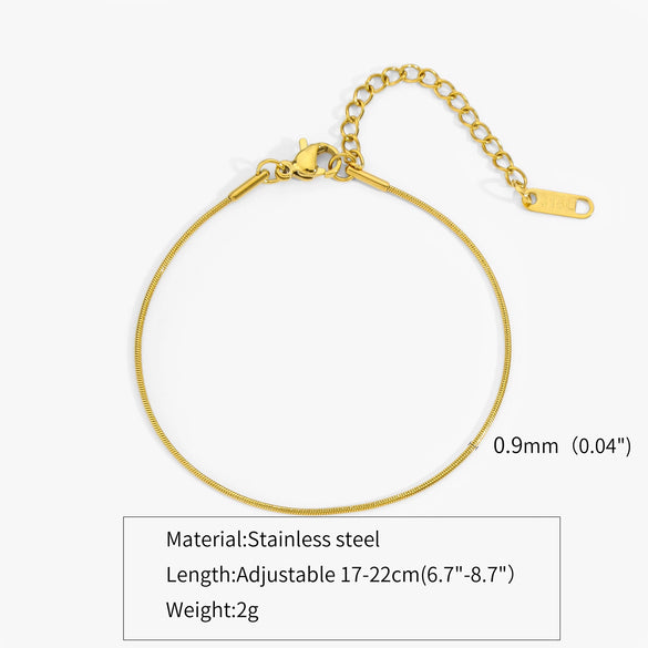 Titanium Steel Round Snake Bone Chain Electroplated Adjustable Hand Jewelry Geometric Style Bracelet For Women And Unisex