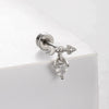 Titanium Steel Screw Rod Ear Bone Nail With Star Moon Butterfly Design For Women High Sense Niche Earrings With Zircon