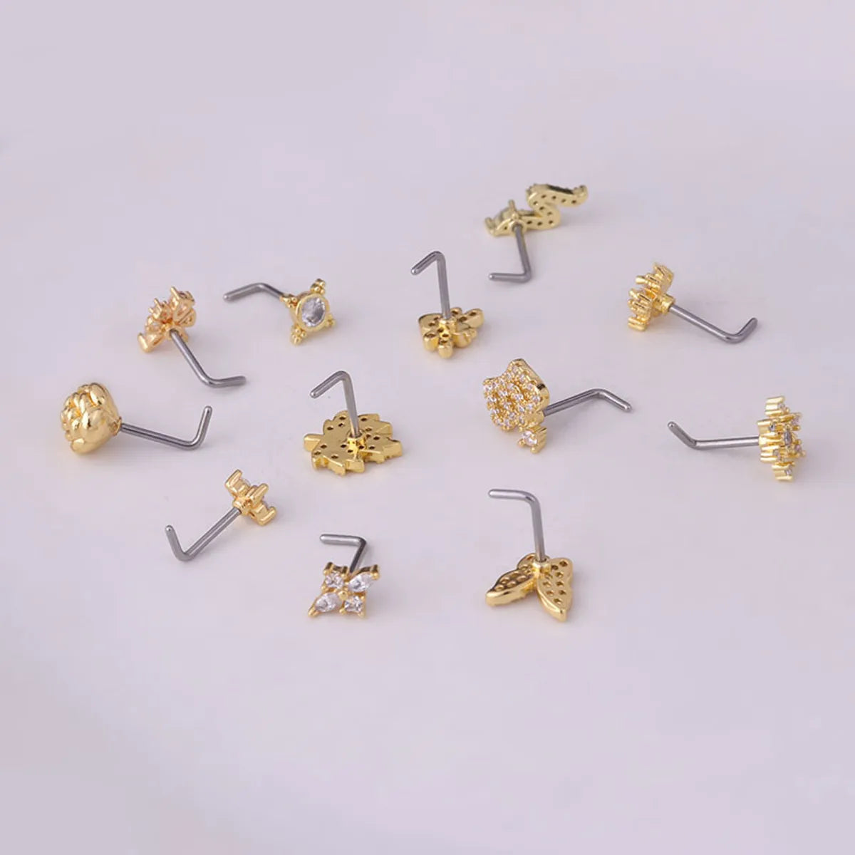 Fashion Crown Flower Metal Plating Nose Studs