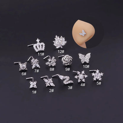 Fashion Crown Flower Metal Plating Nose Studs