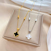 Titanium Steel Shell Fourleaf Flower Normcore Style Electroplating Unisex Cartoon Geometric Necklace