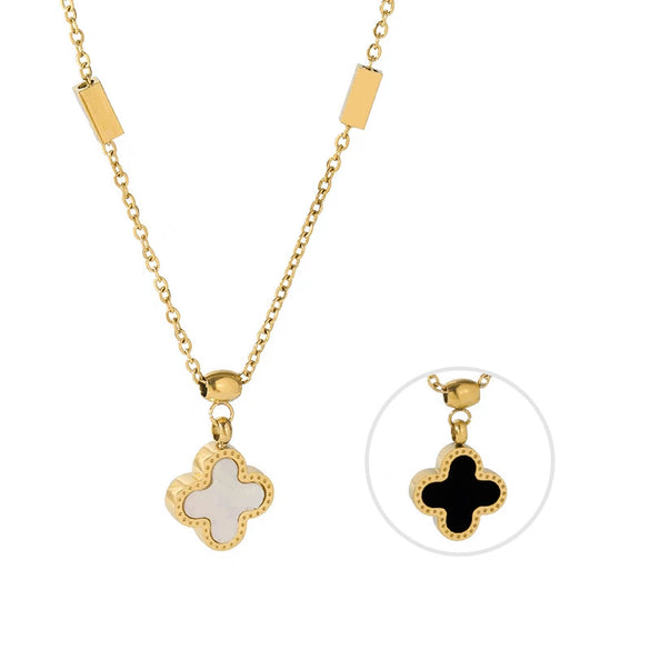 Titanium Steel Shell Fourleaf Flower Normcore Style Electroplating Unisex Cartoon Geometric Necklace