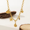 Titanium Steel Shell Necklace With Marine Life Pattern Electroplated For Women Holiday Style Jewelry