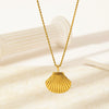 Titanium Steel Shell Necklace With Marine Life Pattern Electroplated For Women Holiday Style Jewelry