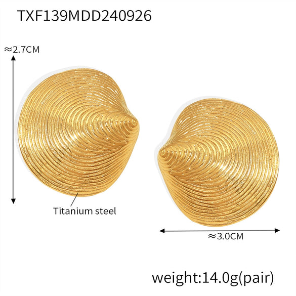 Titanium Steel Shell Pattern Jewelry Set With Electroplating Necklace And Earrings