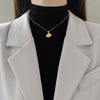 Titanium Steel Shell Pearl Necklace With Microinlaid Zircon Geometric Cartoon Style For Unisex