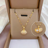 Titanium Steel Shell Pearl Necklace With Microinlaid Zircon Geometric Cartoon Style For Unisex