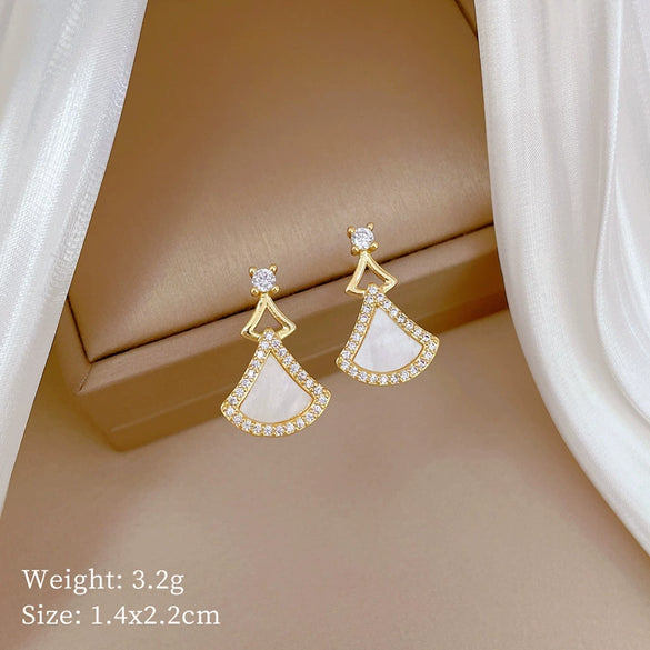 Titanium Steel Shell Skirt Microinlaid Geometric Electroplated Women's Necklace Earrings Set