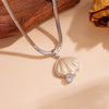 Titanium Steel Shell With Diamond Women's Necklace And Earrings Set Plant Flowers Pattern