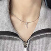 Titanium Steel Silver Line Bow Necklace Women's Knot Necklace Niche Elegant Allmatch Simple Collarbone Chain