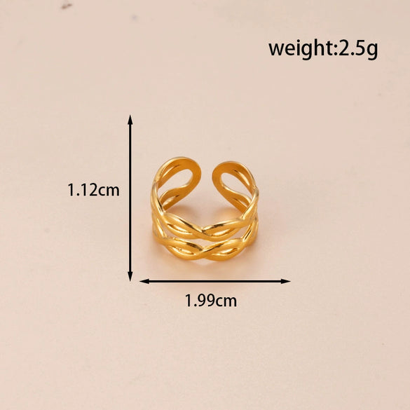 Titanium Steel Simple Fashion Ring With Joker Moon And Five Pointed Star Patterns Metallic Finish Adjustable Electroplated