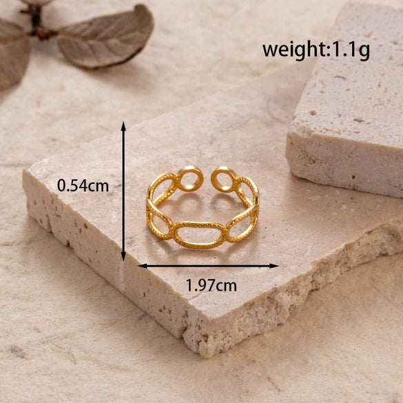 Titanium Steel Simple Fashion Ring With Joker Moon And Five Pointed Star Patterns Metallic Finish Adjustable Electroplated