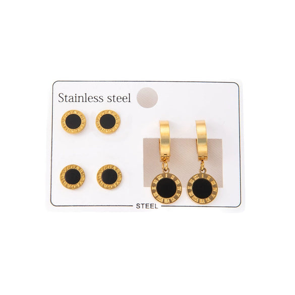 Titanium Steel Simple Geometric Women's Earring Set With Electroplating