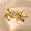 Titanium Steel Simple High End Sense Starfish Geometric Flower Earrings With Electroplating For Women