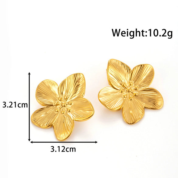 Titanium Steel Simple High End Sense Starfish Geometric Flower Earrings With Electroplating For Women