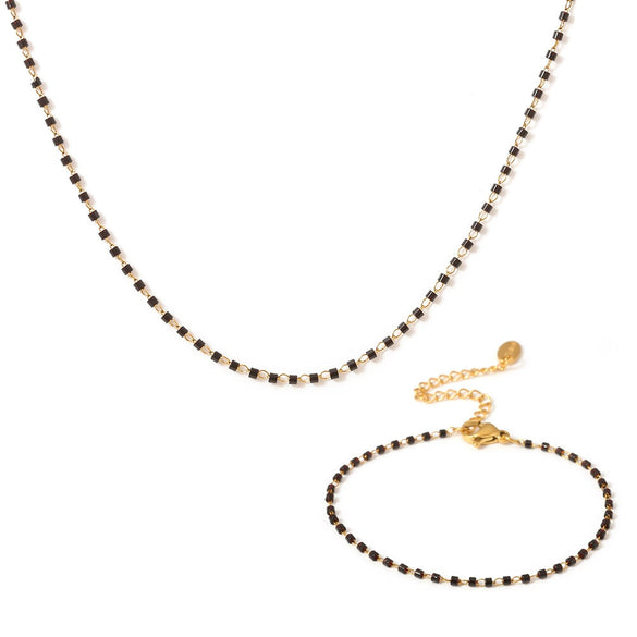 316L Stainless Steel Simple Rice Bead Jewelry Electroplated Bracelet Necklace Unisex