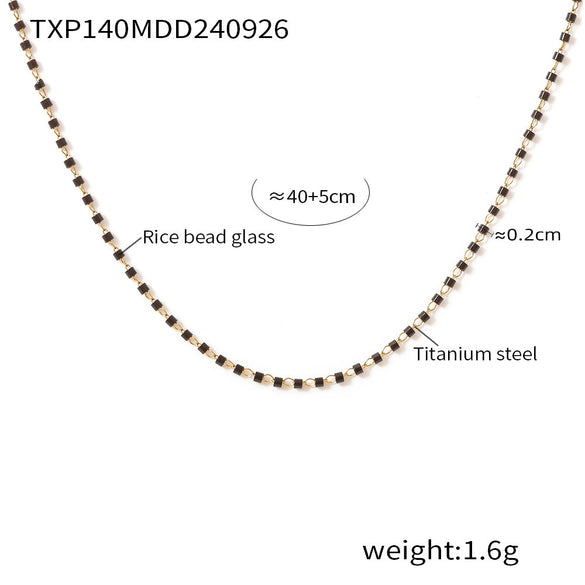 316L Stainless Steel Simple Rice Bead Jewelry Electroplated Bracelet Necklace Unisex