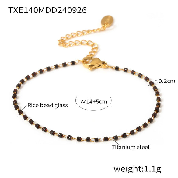 316L Stainless Steel Simple Rice Bead Jewelry Electroplated Bracelet Necklace Unisex