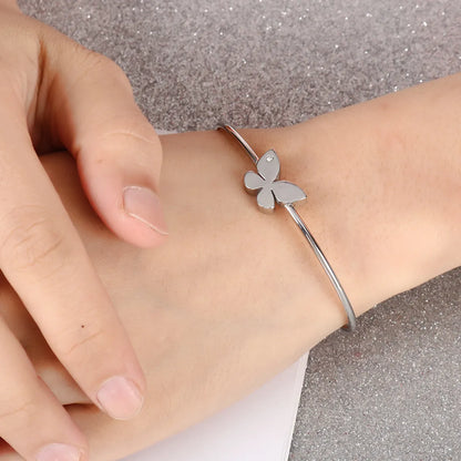 Titanium Steel Simple Style Butterfly Bangle