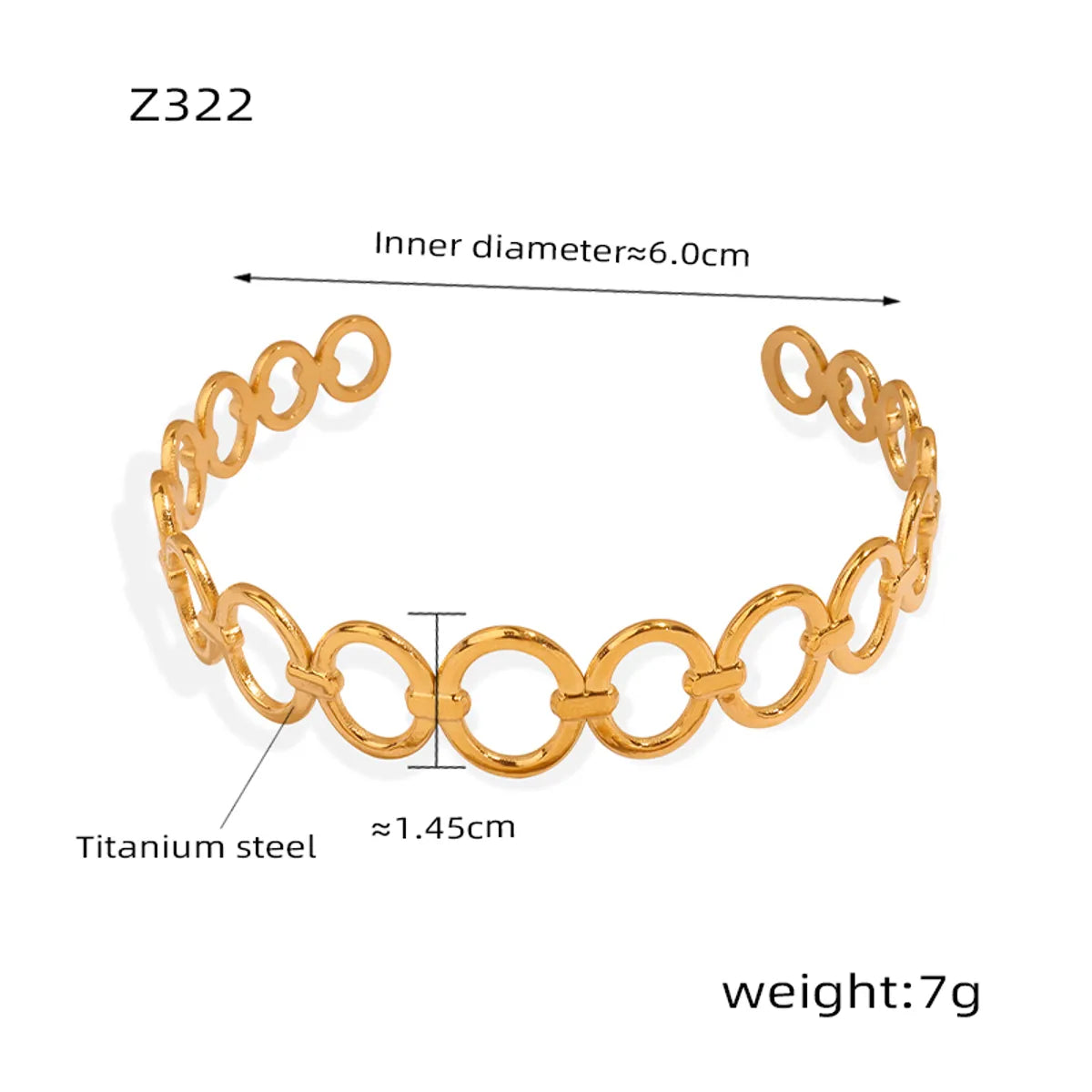 Titanium Steel Simple Style Circle Patchwork Plating Chain Bangle