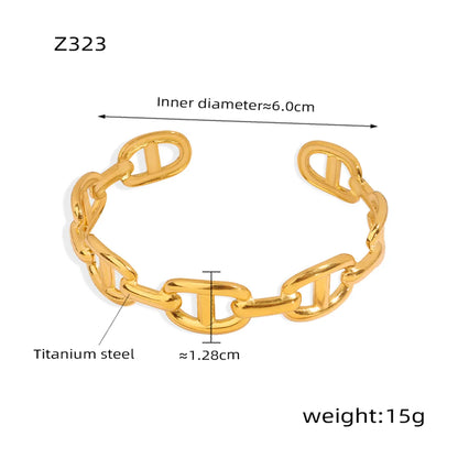 Titanium Steel Simple Style Circle Patchwork Plating Chain Bangle