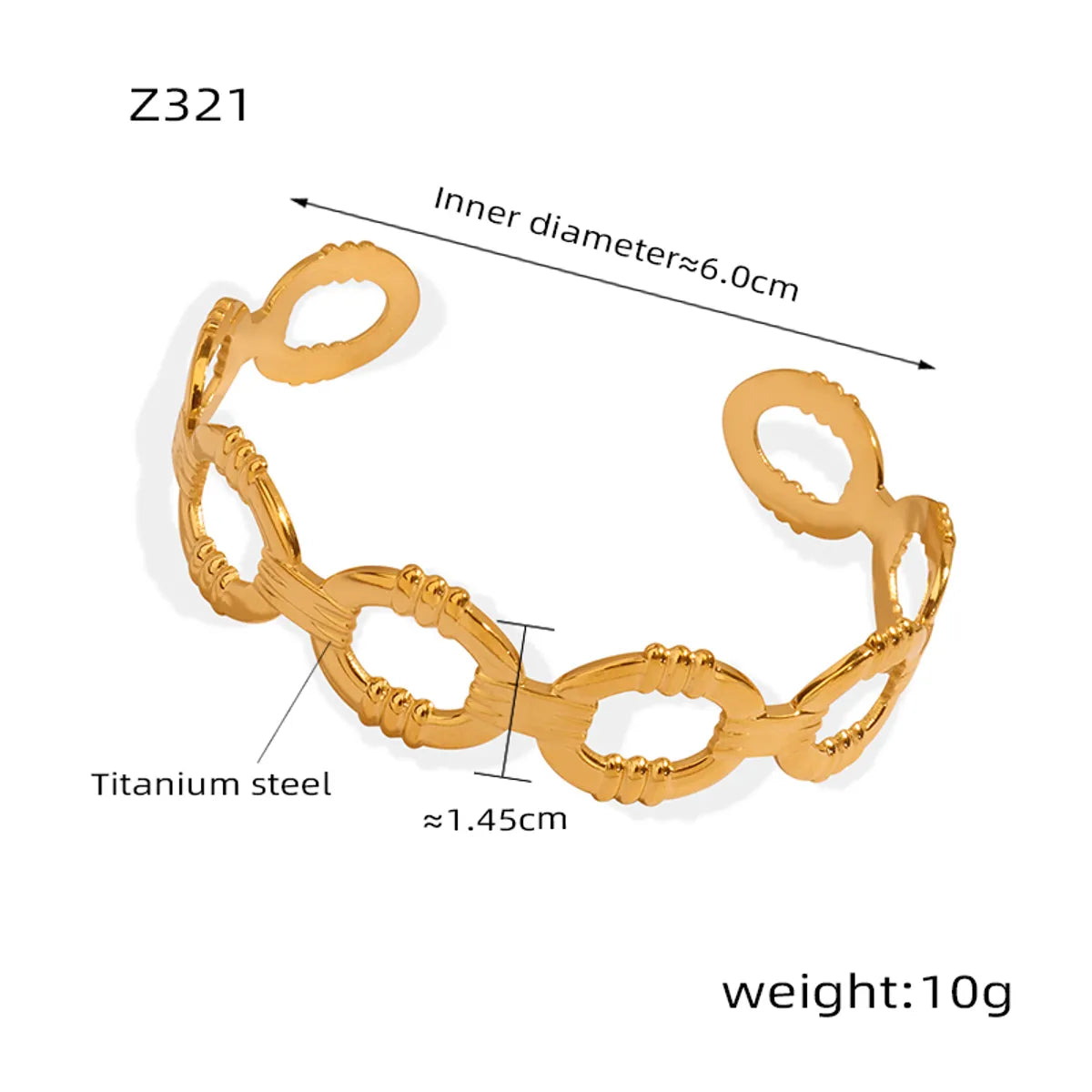 Titanium Steel Simple Style Circle Patchwork Plating Chain Bangle