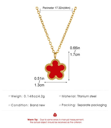 Wholesale Jewelry Simple Style Classic Style Flower Titanium Steel 18K Gold Plated Pendant Necklace