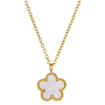 Wholesale Jewelry Simple Style Classic Style Flower Titanium Steel 18K Gold Plated Pendant Necklace