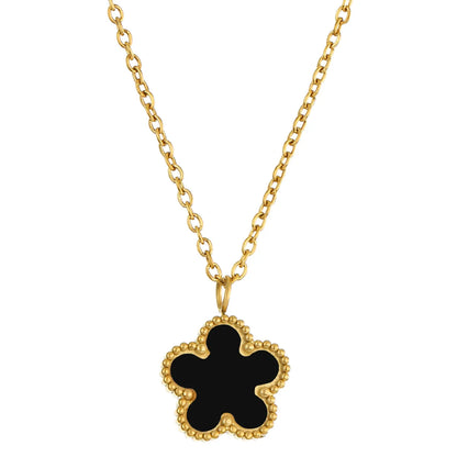 Wholesale Jewelry Simple Style Classic Style Flower Titanium Steel 18K Gold Plated Pendant Necklace