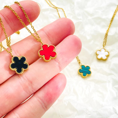 Wholesale Jewelry Simple Style Classic Style Flower Titanium Steel 18K Gold Plated Pendant Necklace