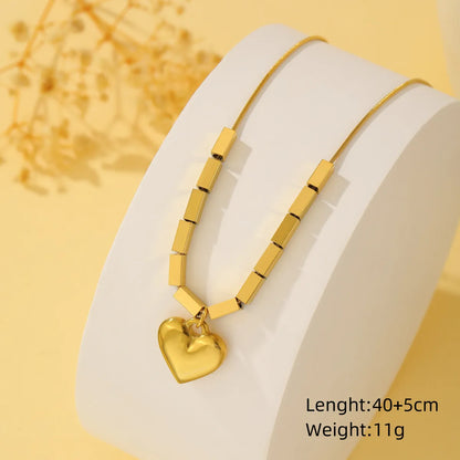 Titanium Steel Simple Style Classic Style Heart Shape Roman Numeral Pendant Necklace