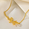 Titanium Steel Simple Style Classic Style Inlay Bow Knot Diamond Pendant Necklace