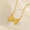 Titanium Steel Simple Style Classic Style Inlay Bow Knot Diamond Pendant Necklace