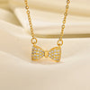 Titanium Steel Simple Style Classic Style Inlay Bow Knot Diamond Pendant Necklace