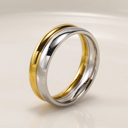 Titanium Steel Simple Style Color Block Plating Rings