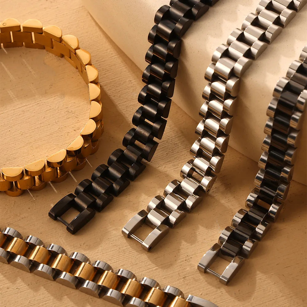 Simple Style Commute Cool Style Geometric Titanium Steel 18K Gold Plated Bracelets In Bulk