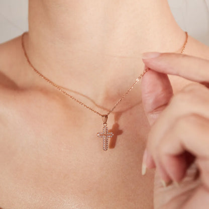 Titanium Steel Simple Style Cross Plating Inlay Zircon Pendant Necklace